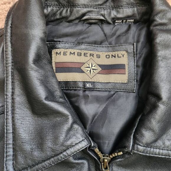 Members Only Leather Jacket XL Mens Bomber Aviator Black - Picture 4 of 5